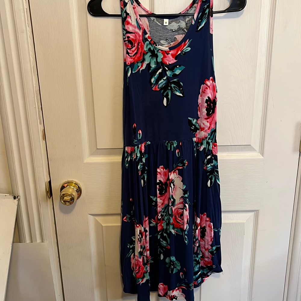 Flowing Blue Floral Dress that is perfect for spring and summer